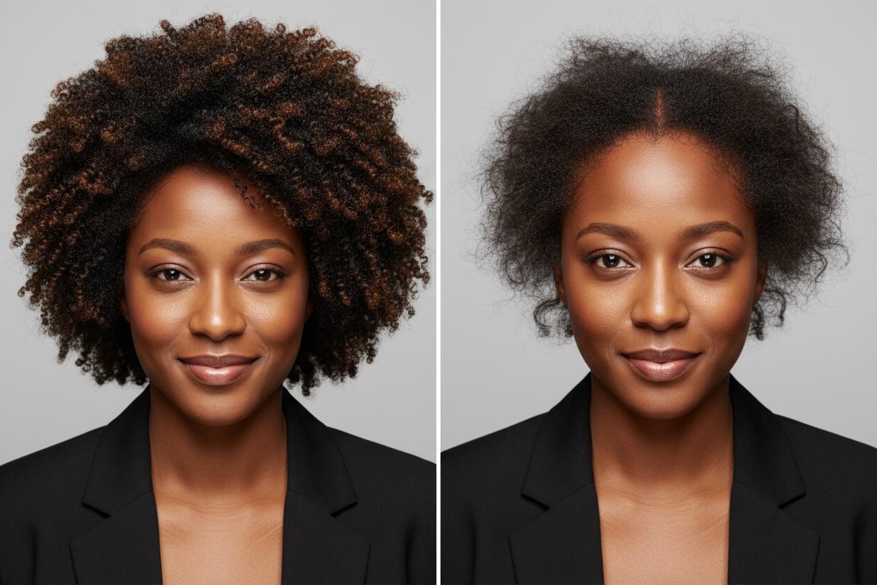 give me before and after baldness in woman hair